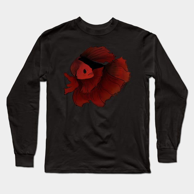 Red Betta Long Sleeve T-Shirt by michelleachan